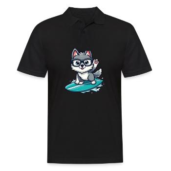 Der Surf Wolf - Männer Poloshirt - Schwarz - Vorne - Kai (181cm)