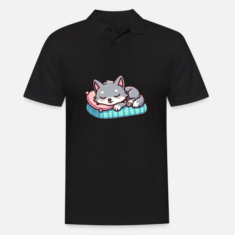 Cute Little Sleeping Wolf - Men's Polo Shirt - black