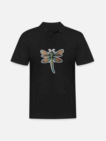 Bunte Libelle - Männer Poloshirt - Schwarz