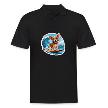 Fun Surfing Chihuahua - Men's Polo Shirt - black - Front - Kai (181cm)
