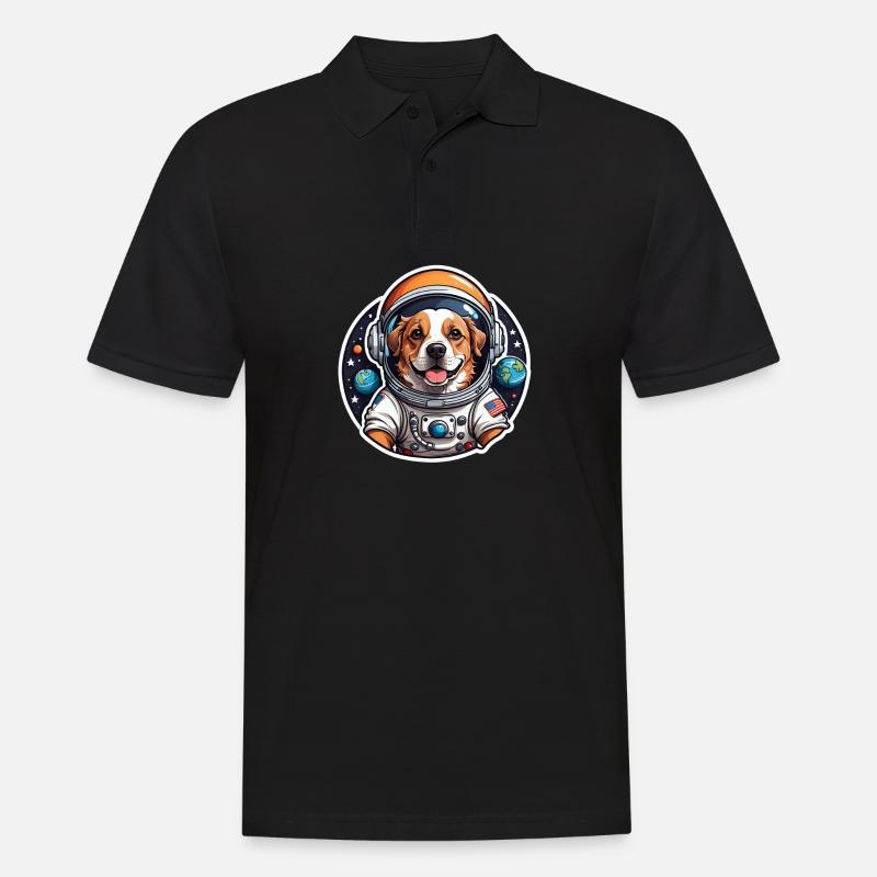Chien astronaute dans l’espace - Polo Homme - noir