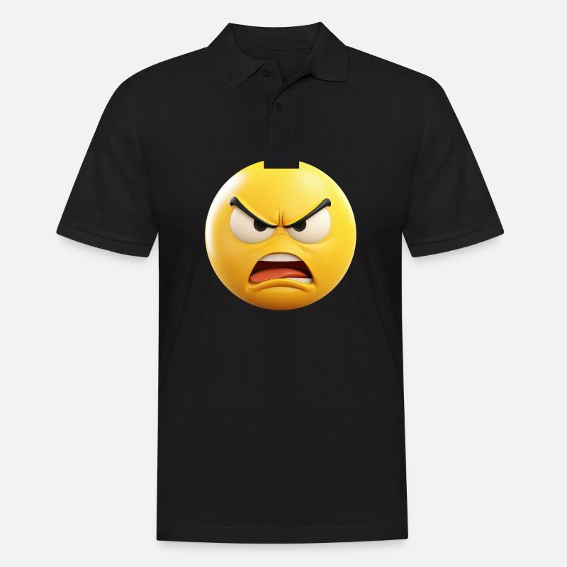 Wütend Emoticon Emotion - Männer Poloshirt - Schwarz