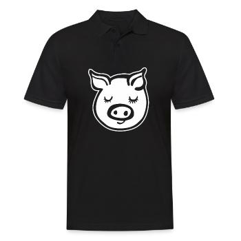 Schwein Schweinchen - Männer Poloshirt - Schwarz - Vorne - Kai (181cm)