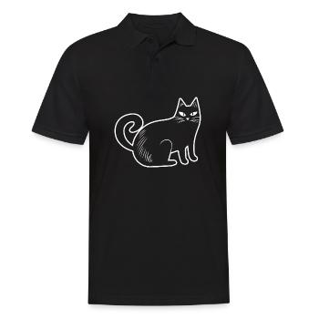 Katzen Katzendame Katzenfreund - Männer Poloshirt - Schwarz - Vorne - Kai (181cm)