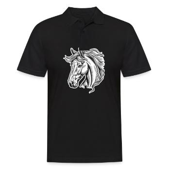 Pferd Pferderennen Pferdekopf - Männer Poloshirt - Schwarz - Vorne - Kai (181cm)