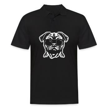 Mops Hund - Männer Poloshirt - Schwarz - Vorne - Kai (181cm)