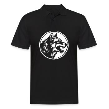 Wolf - Männer Poloshirt - Schwarz - Vorne - Kai (181cm)