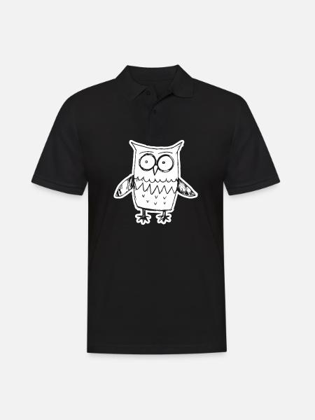 Eule Eulen Vogel - Männer Poloshirt - Schwarz