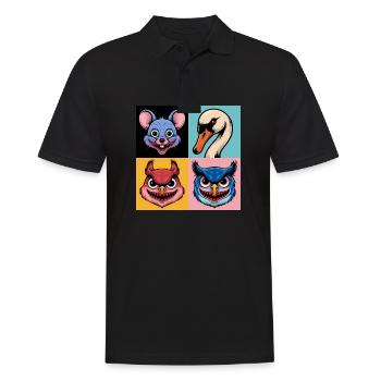 Pop-art Maus Schwan Eichhörnchen Eule Halloween - Männer Poloshirt - Schwarz - Vorne - Kai (181cm)