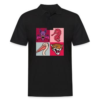 Pop Art Seahorse Pelican Bat Leopard - Men's Polo Shirt - black - Front - Kai (181cm)