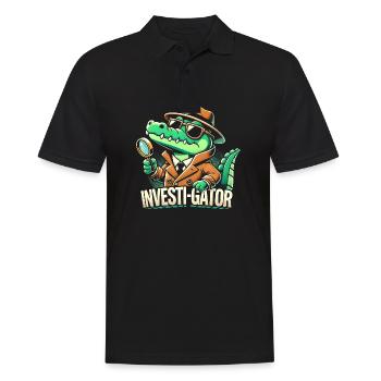 Investi-Gator - Drôle d’alligator détective design - Polo Homme - noir - Devant - Kai (181cm)