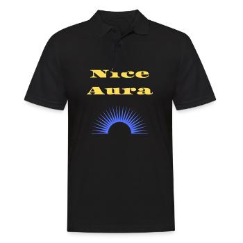Nice Aura Bro, Gute Energie, Positive Ausstrahlung - Männer Poloshirt - Schwarz - Vorne - Kai (181cm)
