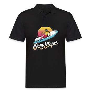 Own the Slopes - Retro Ski-Stil - Männer Poloshirt - Schwarz - Vorne - Kai (181cm)