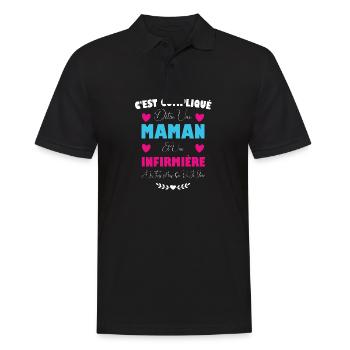 Maman et Infirmière - Polo Homme - noir - Devant - Kai (181cm)