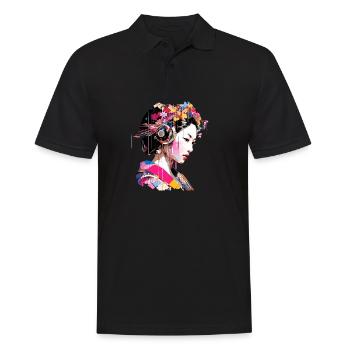 Japanese Woman Portrait Geisha Tradition Abstract - Men's Polo Shirt - black - Front - Kai (181cm)
