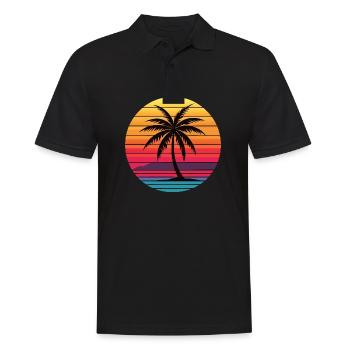 Palme Sunrise - Männer Poloshirt - Schwarz - Vorne - Kai (181cm)