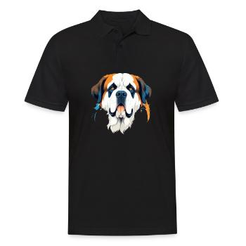 Bernhardiner Vektor Kunst Lebendige Illustration - Männer Poloshirt - Schwarz - Vorne - Kai (181cm)