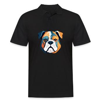 Englische Bulldogge Vektorkunst mit lebendigen Farben - Männer Poloshirt - Schwarz - Vorne - Kai (181cm)