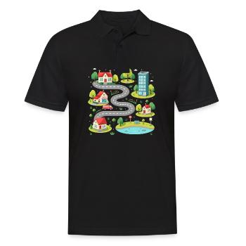Vatertag mit Autos - Auto Spielmatte - Männer Poloshirt - Schwarz - Vorne - Kai (181cm)