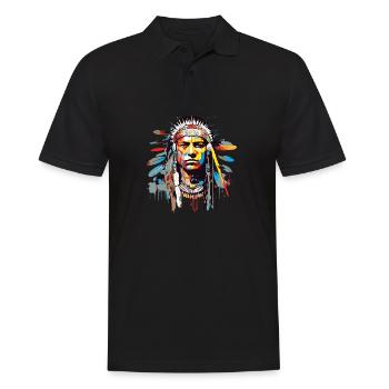 American Native Indian Brave Warrior Inspiration - Men's Polo Shirt - black - Front - Kai (181cm)
