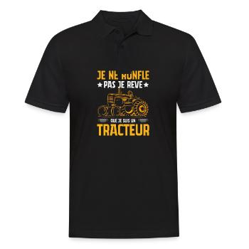 Ich schnarche nicht, ich träume, dass ich ein Traktor bin - Männer Poloshirt - Schwarz - Vorne - Kai (181cm)