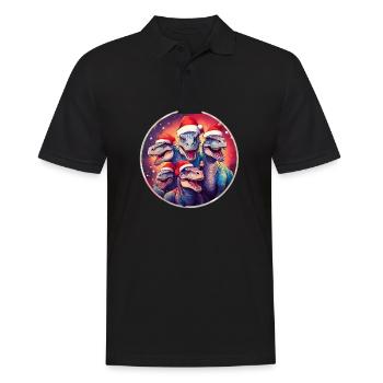 Weihnachts-Dinos - Männer Poloshirt - Schwarz - Vorne - Kai (181cm)