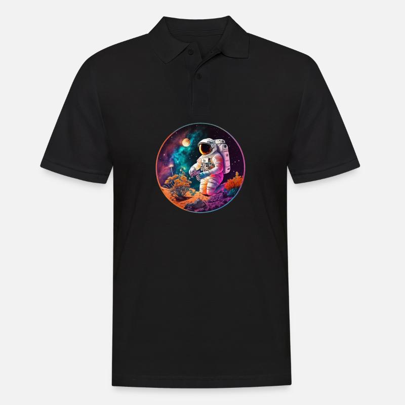 Gärtnernder Astronaut - Männer Poloshirt - Schwarz