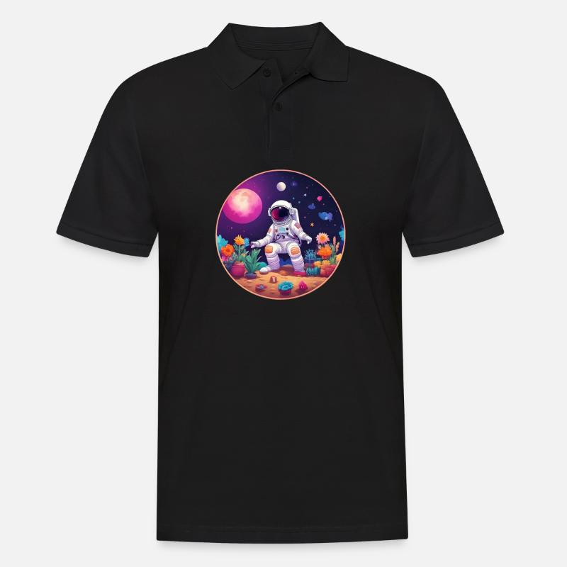 Gärtnernder Astronaut - Männer Poloshirt - Schwarz