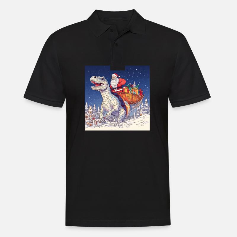 Le Père Noël chevauche le T-Rex - Polo Homme - noir