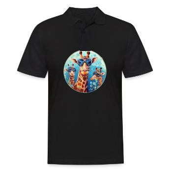 Giraffes with diving goggles under water - Men's Polo Shirt - black - Front - Kai (181cm)