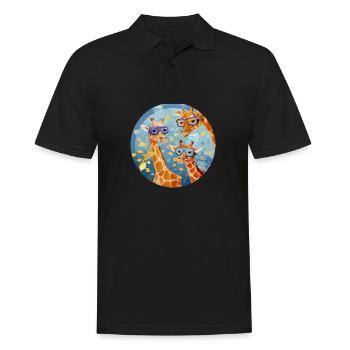 Giraffes underwater with diving goggles - Men's Polo Shirt - black - Front - Kai (181cm)
