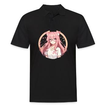 Cat Girl Kawaii : Adorable fille chat - Polo Homme - noir - Devant - Kai (181cm)