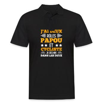 Ich habe zwei Rollen: Papua und Radfahrer, Trikot, Radfahren - Männer Poloshirt - Schwarz - Vorne - Kai (181cm)