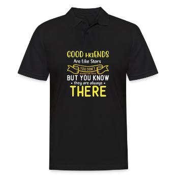 Gute Freunde sind wie Sterne... - Männer Poloshirt - Schwarz - Vorne - Kai (181cm)