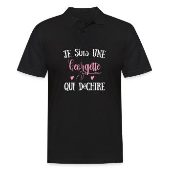 Ich bin eine Georgette, die rockt - Männer Poloshirt - Schwarz - Vorne - Kai (181cm)