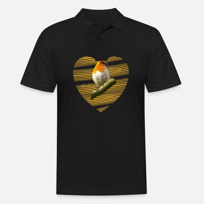 Robin Erithacus rubecula - Men's Polo Shirt - black