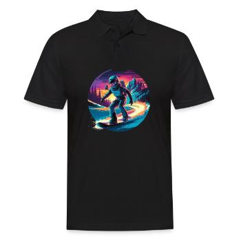 580s Snowboarding - Men's Polo Shirt - black - Front - Kai (181cm)