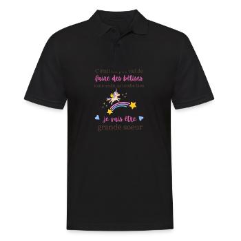 Enfant Future Grande Soeur Drôle Annonce Licorne - Polo Homme - noir - Devant - Kai (181cm)