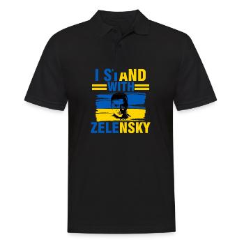 ich stehe mit Selenskyj gegen  für die Ukrain - Männer Poloshirt - Schwarz - Vorne - Kai (181cm)