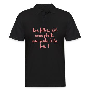 Mädels, bitte, nur eine nach der anderen! - Männer Poloshirt - Schwarz - Vorne - Kai (181cm)