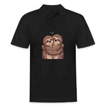 Mignon couple paresseux amour câlins - Polo Homme - noir - Devant - Kai (181cm)