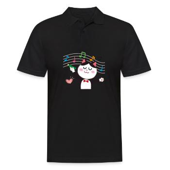 Clef de musique chaton chat musical - Polo Homme - noir - Devant - Kai (181cm)