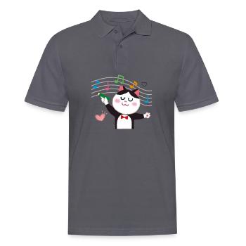 Clef de musique chaton chat musical - Polo Homme - charbon - Devant - Nico (186cm)