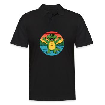 Alligator Retro Alligatoren - Männer Poloshirt - Schwarz - Vorne - Kai (181cm)