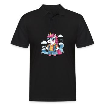 Funny Summer Unicorn - Men's Polo Shirt - black - Front - Kai (181cm)