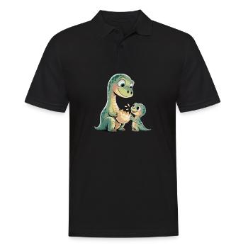 Dinosaurs with Baby Dinosaurs - Men's Polo Shirt - black - Front - Kai (181cm)