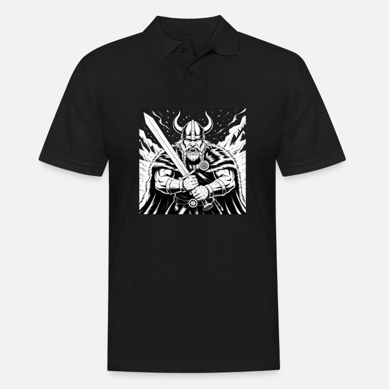 Mächtiger Wikinger-Krieger Version 3 - Männer Poloshirt - Schwarz