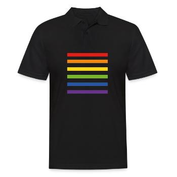 Regenbogenfahne - Männer Poloshirt - Schwarz - Vorne - Kai (181cm)
