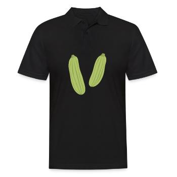 Gestreifte Zucchini - Männer Poloshirt - Schwarz - Vorne - Kai (181cm)