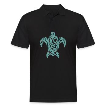 Sea turtle symbol, tribal tattoo - Men's Polo Shirt - black - Front - Kai (181cm)